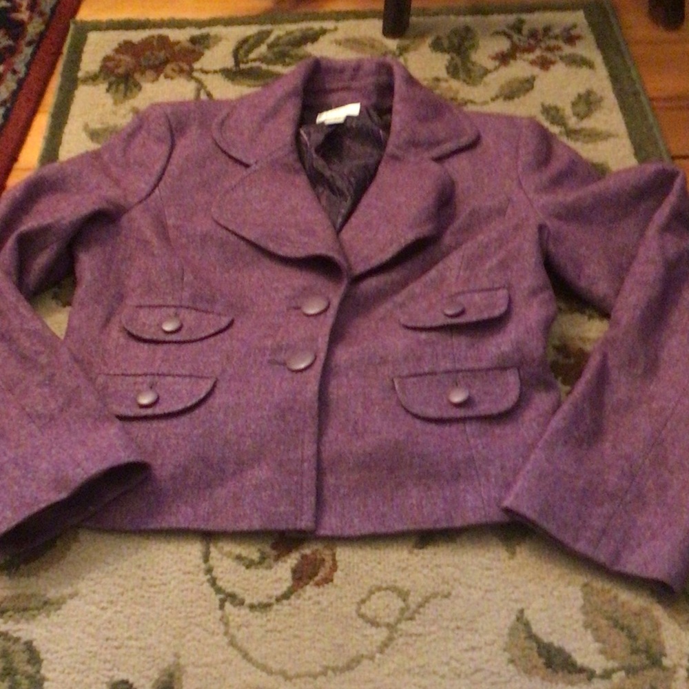 LOFT Purple Tailored Button-Front Blazer